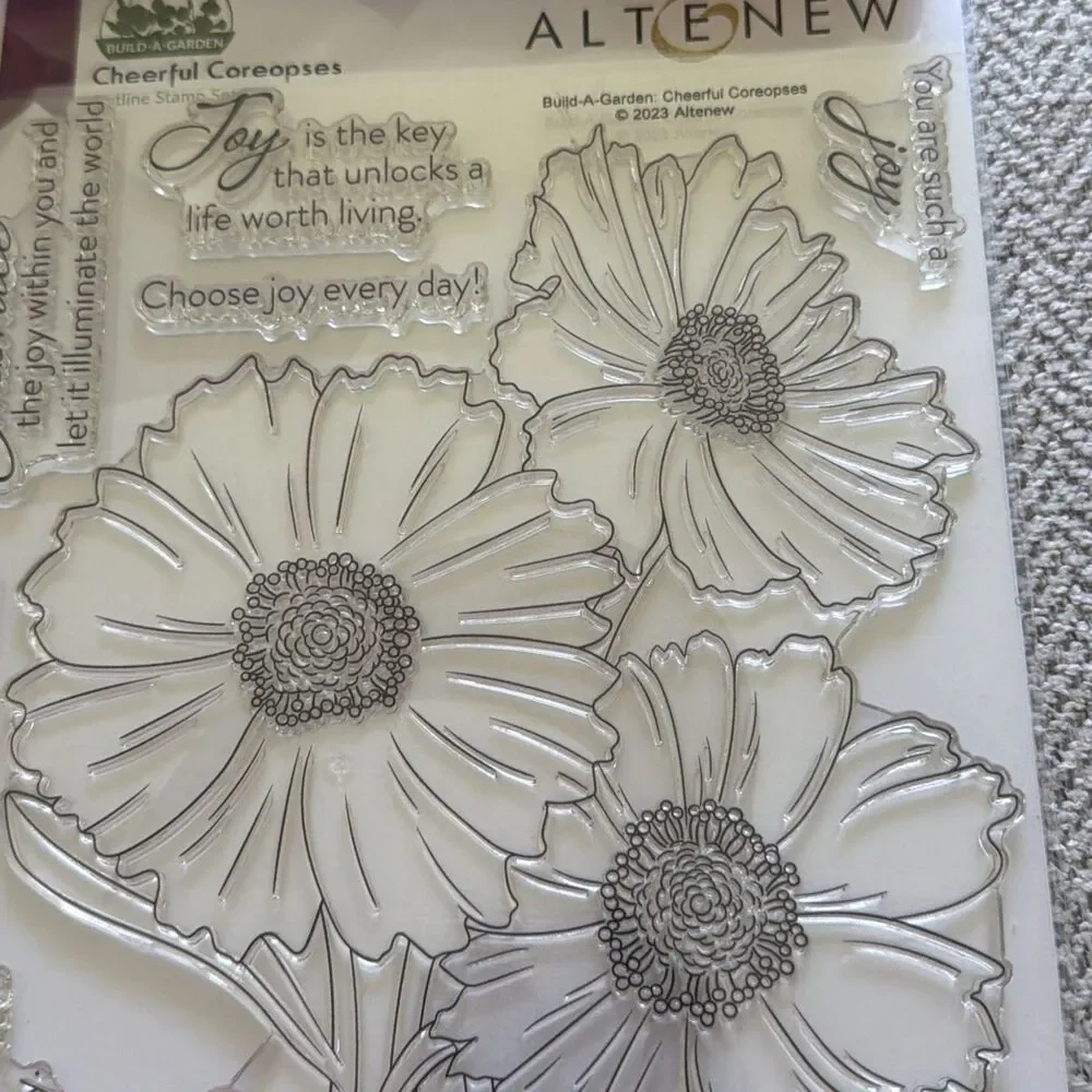 Altenew - Cheerful Coreopses Photopolymer Cling stamp and stencil set retail $40